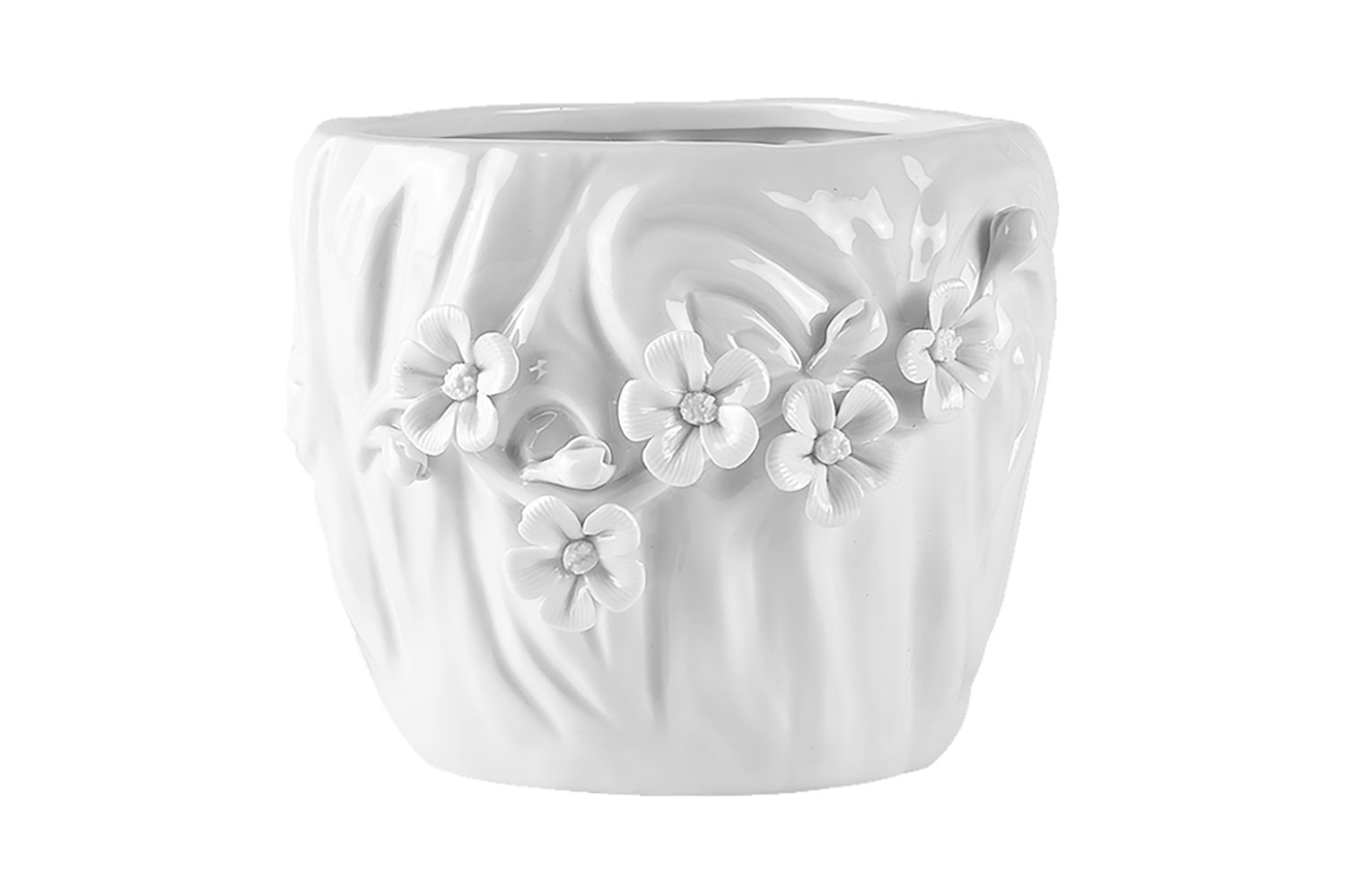 Lọ Gốm Trắng Ốp Hoa